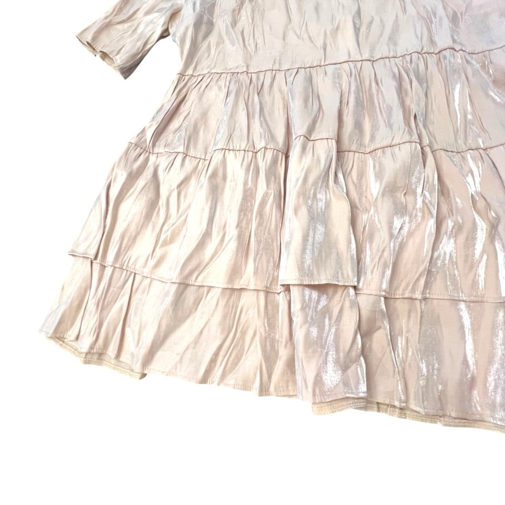 Boohoo Skater Dress Ruched Ruffle Womens‎ Stone Shiny 22 NWT Party Wedding Short - Picture 5 of 16